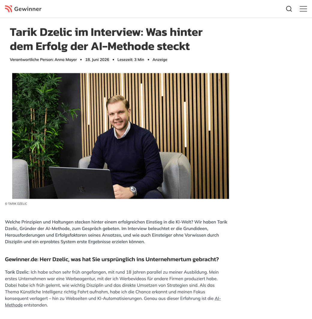 Gewinner — Tarik Dzelic im Interview: Was hinter dem Erfolg der AI-Methode steckt